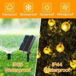 Ollny Warm White Solar String Lights IP44 100 LEDs 12m Garden Solar Lights 8 Modes Auto On/Off in Black - thumbnail 2