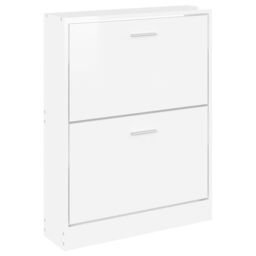 Berkfield Home Shoe Cabinet High Gloss White 59x17x81 cm Engineered Wood - Size: 59 x 17 x 81 cm - thumbnail 4