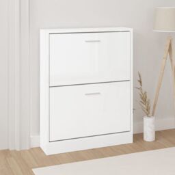 Berkfield Home Shoe Cabinet High Gloss White 59x17x81 cm Engineered Wood - Size: 59 x 17 x 81 cm - thumbnail 1