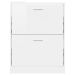 Berkfield Home Shoe Cabinet High Gloss White 59x17x81 cm Engineered Wood - Size: 59 x 17 x 81 cm - thumbnail 5