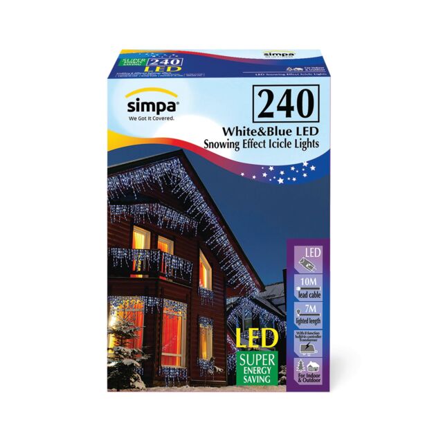 simpa 240 LED / 6M Multi-Action Indoor/Outdoor Icicle Lights in Blue - image 1
