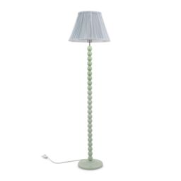 ValueLights Bobbins Sage Green Floor Lamp with Tapered Fabric Pleated Shade in Pale Blue - thumbnail 2