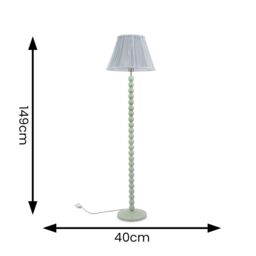 ValueLights Bobbins Sage Green Floor Lamp with Tapered Fabric Pleated Shade in Pale Blue - thumbnail 6