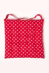Homescapes Seat Pad Luxury Cotton Red Polka Dot Indoor Outdoor Garden Cushion, 40cm - thumbnail 3