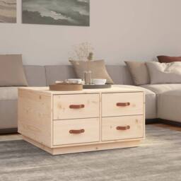 Berkfield Home Coffee Table 80x80x45 cm Solid Wood Pine in Natural - Size: 80 x 80 x 45 cm - thumbnail 2