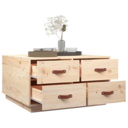 Berkfield Home Coffee Table 80x80x45 cm Solid Wood Pine in Natural - Size: 80 x 80 x 45 cm - thumbnail 5