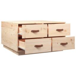 Berkfield Home Coffee Table 80x80x45 cm Solid Wood Pine in Natural - Size: 80 x 80 x 45 cm - thumbnail 7