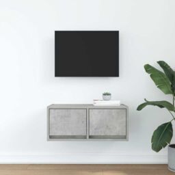Berkfield Home TV Cabinet Concrete Grey 60x31x25.5 cm Engineered Wood - thumbnail 3