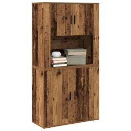 Berkfield Home Highboard Old Wood 80x33x150 cm Engineered Wood in Brown - Size: 80 x 33 x 150 cm - thumbnail 3