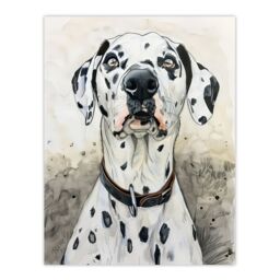 "Artery8 Sweet Gazing Dalmatian Dog Lover Watercolour Wall Art Print in White - Size: W18"" x H24""" - thumbnail 1