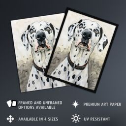 "Artery8 Sweet Gazing Dalmatian Dog Lover Watercolour Wall Art Print in White - Size: W18"" x H24""" - thumbnail 2