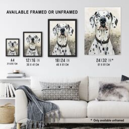 "Artery8 Sweet Gazing Dalmatian Dog Lover Watercolour Wall Art Print in White - Size: W18"" x H24""" - thumbnail 3