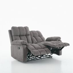 FURNITURE ONE Manual Recliner Sofa, Fabric Upholstery Recliner Loverseat in Grey - Size: 2 Seater
