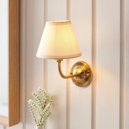 Netlighting Dome Arc Wall Light Fabric Ivy Shade 16cm B22 in White - thumbnail 2