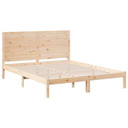 Berkfield Home Decorative Extra Long Bed Frame without Mattress 160x220 cm Solid Wood in Natural - thumbnail 1