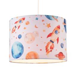 Happy Homewares Colourful Space Themed Kids Lamp Shade with Rockets Planets & Stars - Size: 10 inches - thumbnail 2