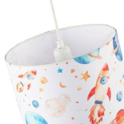 Happy Homewares Colourful Space Themed Kids Lamp Shade with Rockets Planets & Stars - Size: 10 inches - thumbnail 3