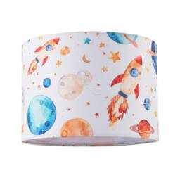 Happy Homewares Colourful Space Themed Kids Lamp Shade with Rockets Planets & Stars - Size: 10 inches