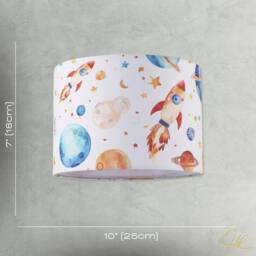 Happy Homewares Colourful Space Themed Kids Lamp Shade with Rockets Planets & Stars - Size: 10 inches - thumbnail 7
