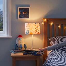 Happy Homewares Colourful Space Themed Kids Lamp Shade with Rockets Planets & Stars - Size: 10 inches - thumbnail 6