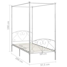 Berkfield Home Canopy Bed Frame White Metal 90x200 cm - thumbnail 5