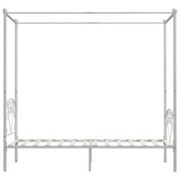 Berkfield Home Canopy Bed Frame White Metal 90x200 cm - thumbnail 4