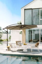 H&O Direct Cantilever Garden Parasol with 32 LED Light（Base not included） in Beige - thumbnail 2