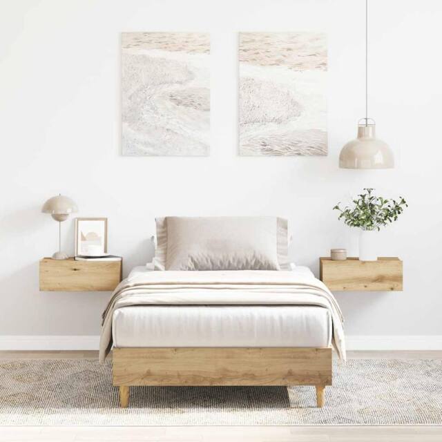Berkfield Home Bed Frame No Mattress Artisan Oak 90x190 cm Single Engineered Wood in Brown - image 1