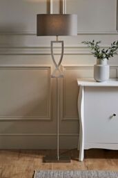 ValueLights Katniss Brushed Chrome Industrial Tall Floor Lamp in Silver