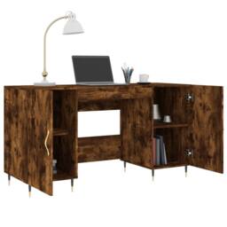 Berkfield Home Elegant Desk Smoked Oak 140x50x75 cm Engineered Wood in Brown - Size: 140 x 50 x 75 cm - thumbnail 4
