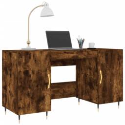 Berkfield Home Elegant Desk Smoked Oak 140x50x75 cm Engineered Wood in Brown - Size: 140 x 50 x 75 cm