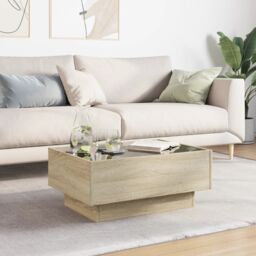 Berkfield Home Coffee Table with LED Sonoma Oak 70x50x30 cm Engineered Wood in Brown - Size: 70 x 50 x 30 cm - thumbnail 4
