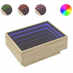 Berkfield Home Coffee Table with LED Sonoma Oak 70x50x30 cm Engineered Wood in Brown - Size: 70 x 50 x 30 cm - thumbnail 2
