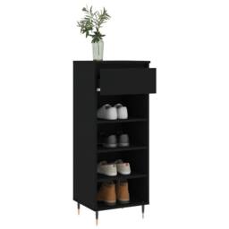 Berkfield Home Shoe Cabinet Black 40x36x105 cm Engineered Wood - Size: 40 x 36 x 105 cm - thumbnail 4