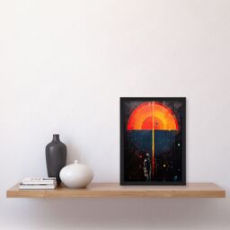 Artery8 Wall Art Print Seascape Sunset Abstract Minimalism Orange Blue Geometric Framed Art - Size: A4 - thumbnail 4