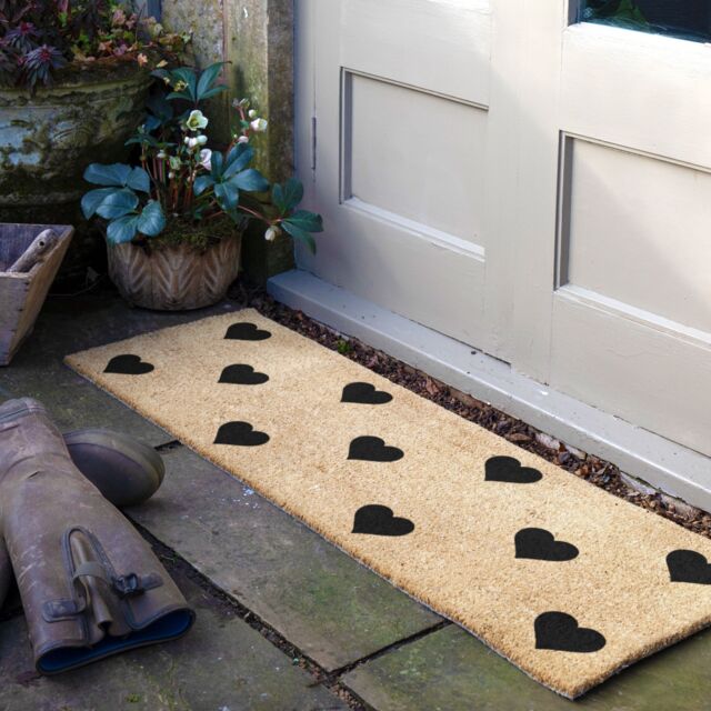 Artsy Mats Hearts Patio Doormat in Beige - Size: 40 cm x 120 cm