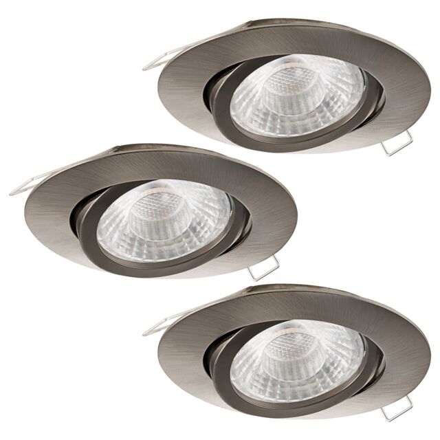 Loops 3 PACK Adjustable Ceiling Downlight Satin Nickel Cast Aluminium 5W GU10 Bulb in Metallics - image 1