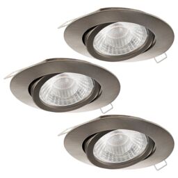 Loops 3 PACK Adjustable Ceiling Downlight Satin Nickel Cast Aluminium 5W GU10 Bulb in Metallics - thumbnail 1