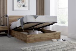 Time4sleep Chicago Industrial Oak Finish Ottoman Storage Bed - Bed Frame in Natural - Size: Double - thumbnail 3