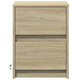 Berkfield Home Stylish Bedside Cabinets with LED Lights 2 pcs Sonoma Oak Enginee in Light Oak - thumbnail 6