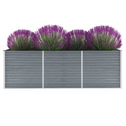 Berkfield Home Garden Raised Bed Galvanised Steel 240x80x77 cm Grey - Size: 240 x 80 x 77 cm - thumbnail 2