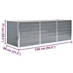 Berkfield Home Garden Raised Bed Galvanised Steel 240x80x77 cm Grey - Size: 240 x 80 x 77 cm - thumbnail 7