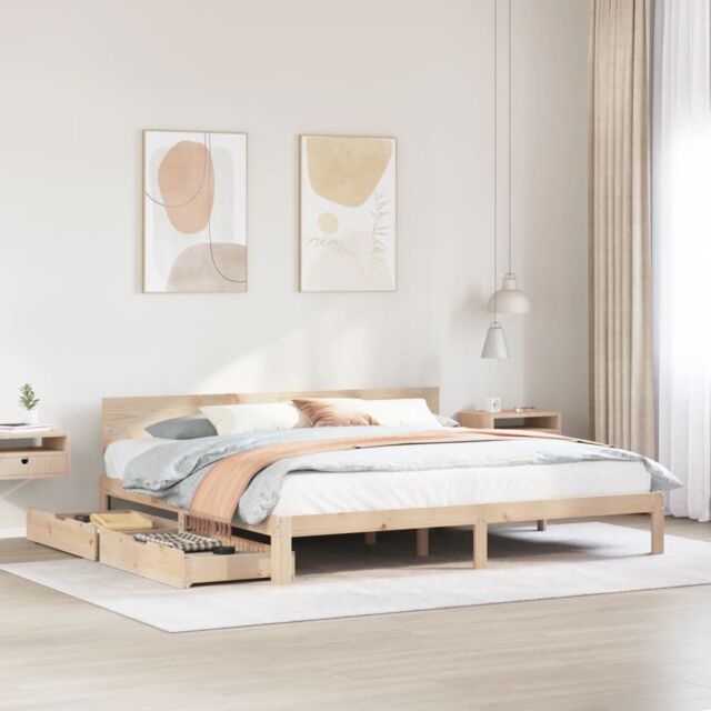 Berkfield Home Bed Frame with Drawers without Mattress 200x200 cm in Brown - image 1