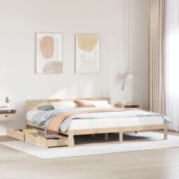 Berkfield Home Bed Frame with Drawers without Mattress 200x200 cm in Brown - thumbnail 1