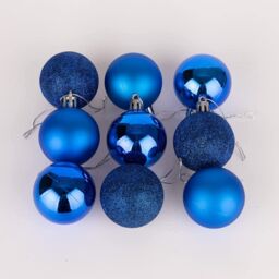 Shatchi 50mm/18Pcs Christmas Baubles Shatterproof Blue, Tree Decorations in Blue - thumbnail 1