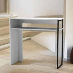 Pirlo Plush 2 Tier Console Table With Steel Frame Hallway Furniture in White