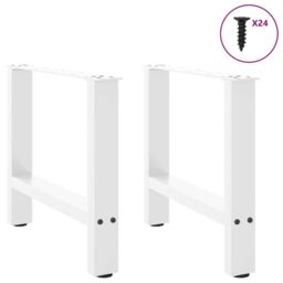 Berkfield Home Coffee Table Legs White 2 pcs 50x(42-43) cm Steel - thumbnail 4