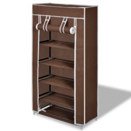 Berkfield Home Fabric Shoe Cabinet with Cover 58 x 28 x 106 cm Brown
