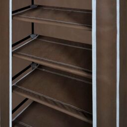Berkfield Home Fabric Shoe Cabinet with Cover 58 x 28 x 106 cm Brown - thumbnail 5