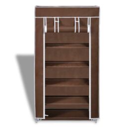 Berkfield Home Fabric Shoe Cabinet with Cover 58 x 28 x 106 cm Brown - thumbnail 6